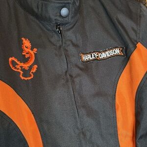 CLEAR OUT! Harley-Davidson Vance Textiles Black and Orange Nylon Riding Jacket